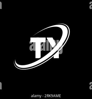 TY T Y letter logo design. Initial letter TY linked circle uppercase monogram logo red and blue. TY logo, T Y design. ty, t y Stock Vector