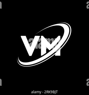 VM V M letter logo design. Initial letter VM linked circle uppercase monogram logo red and blue. VM logo, V M design. vm, v m Stock Vector