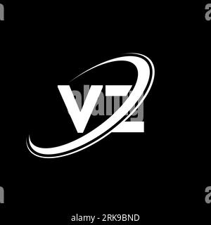 VZ V Z letter logo design. Initial letter VZ linked circle uppercase monogram logo red and blue. VZ logo, V Z design. vz, v z Stock Vector