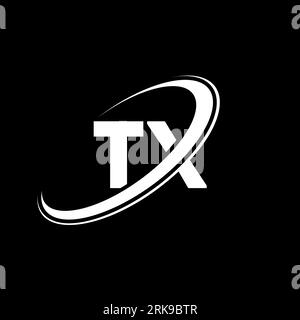TX T X letter logo design. Initial letter TX linked circle uppercase monogram logo red and blue. TX logo, T X design. tx, t x Stock Vector