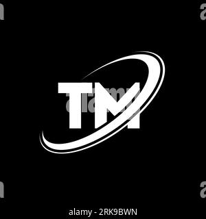TM T M letter logo design. Initial letter TM linked circle uppercase monogram logo red and blue. TM logo, T M design. tm, t m Stock Vector