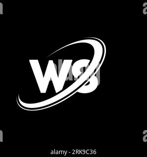 WS W S letter logo design. Initial letter WS linked circle uppercase monogram logo red and blue. WS logo, W S design. ws, w s Stock Vector