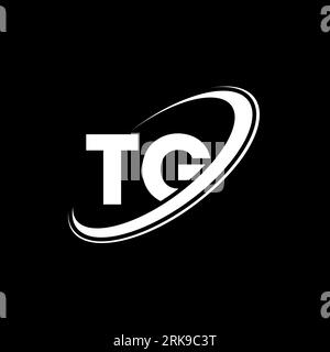 TG T G letter logo design. Initial letter TG linked circle uppercase monogram logo red and blue. TG logo, T G design. tg, t g Stock Vector