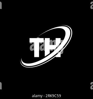 TH T H letter logo design. Initial letter TH linked circle uppercase monogram logo red and blue. TH logo, T H design. th, t h Stock Vector