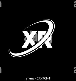 XR X R letter logo design. Initial letter XR linked circle uppercase monogram logo red and blue. XR logo, X R design. xr, x r Stock Vector