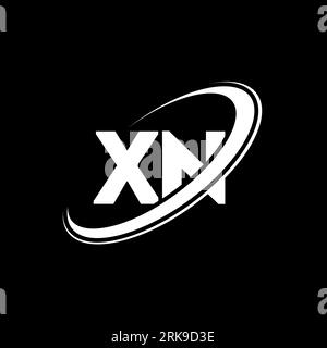 XN X N letter logo design. Initial letter XN linked circle uppercase monogram logo white color. XN logo, X N design. xn, x n Stock Vector