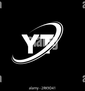 YT Y T letter logo design. Initial letter YT linked circle uppercase monogram logo white color. YT logo, Y T design. yt, y t Stock Vector