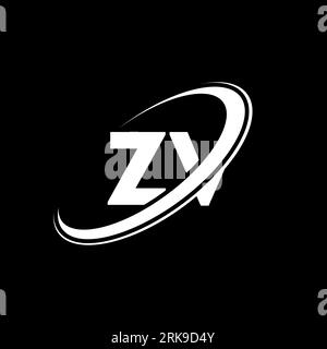 ZV Z V letter logo design. Initial letter ZV linked circle uppercase monogram logo red and blue. ZV logo, Z V design. zv, z v Stock Vector