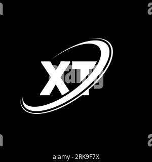 XT X T letter logo design. Initial letter XT linked circle uppercase monogram logo red and blue. XT logo, X T design. xt, x t Stock Vector