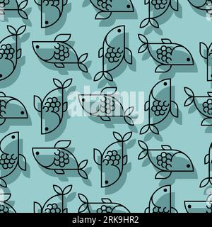 Fish pattern seamless symbol. Fishes background. Vector texture Stock Vector