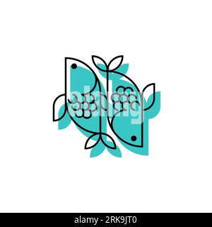 Pisces zodiac icon sign symbol. Vector illustration Stock Vector