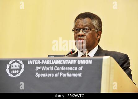 Bildnummer: 54238637  Datum: 19.07.2010  Copyright: imago/Xinhua (100719) -- GENEVA, July 19, 2010 (Xinhua) -- Max Sisulu, speaker of the National Assembly of South Africa, delivers a speech on Meeting the Millennium Development Goals during the 3rd World Conference of Speakers of Parliament in Geneva, opened on July 19, 2010. (Xinhua/Yu Yang) (zx) (3)SWITZERLAND-GENEVA-WORLD CONFERENCE OF SPEAKERS OF PARLIAMENT-OPENING PUBLICATIONxNOTxINxCHN Politik People Konferenz der Parlamentssprecher kbdig xub 2010 quer premiumd xint     Bildnummer 54238637 Date 19 07 2010 Copyright Imago XINHUA  Geneva Stock Photo