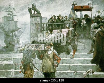 Embarkation of the body of Gustavus II Adolphus at the Port of Wolgast 1633 1885 by Carl Gustaf Hellqvist Stock Photo