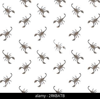 Vector seamless pattern of hand drawn doodle sketch colored scorpio isolated on white background Stock Vector