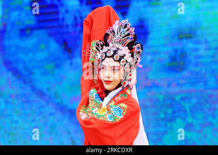 Luannan County - November 30, 2018: Peking Opera Performance on the Stage, Luannan County, Hebei Province, China Stock Photo