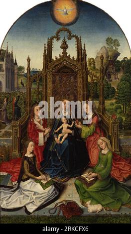 Madonna and Child Enthroned with Saints circa 1499 by Master of 1499 Stock Photo