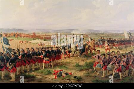 The Battle of Fontenoy, 1745: The French and the Allies Confronting Each Other 1873 by Henri Félix Emmanuel Philippoteaux Stock Photo