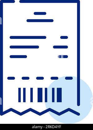 Shopping receipt with barcode at the bottom. Payment document. Pixel perfect icon Stock Vector