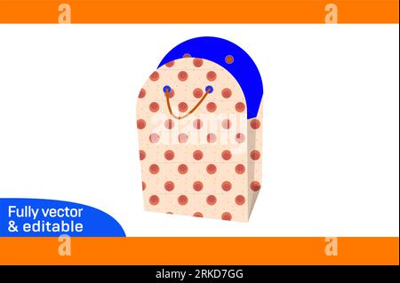Shopping bag, carry bag and shoe bag die line template, 3D vector file editable easily resizeable Stock Vector