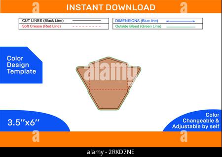 Regular Envelope dieline template Stock Vector