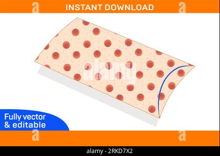 Pillow box or candy box, gift box die line template and 3D box design editable easily Resizeable Stock Vector