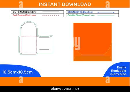 Packaging Custom card envelope die line template and 3D vector envelope design Stock Vector