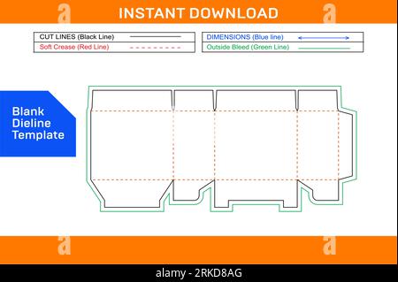 Packaging corrugated box dieline template and 3D box design and editable easily resizeable Stock Vector