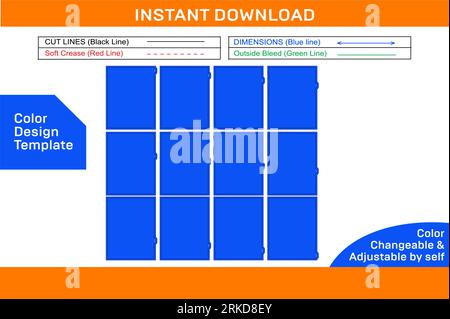 Monthly planner dividers perfect for 8.5 x 11 size paper 3D box Stock Vector