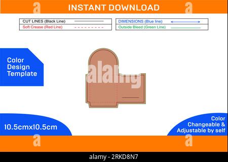 Packaging Custom card envelope die line template and 3D vector envelope design Stock Vector