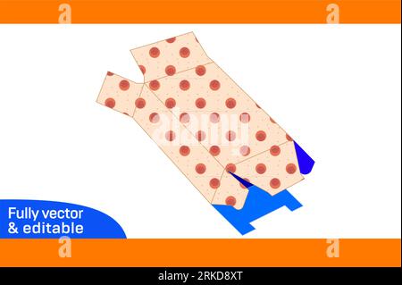Packaging corrugated box dieline template and 3D box design and editable easily resizeable Stock Vector