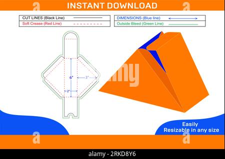 Creative food packaging box dieline template design and 3D vector file Stock Vector