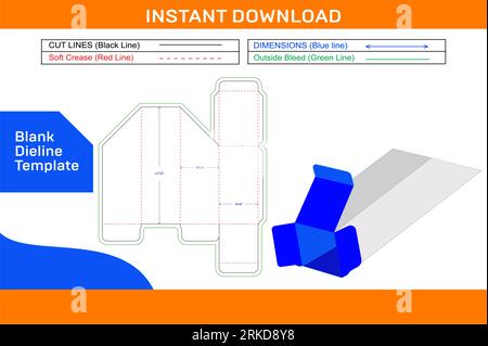 Creative gestanste or cosmetic box die line template with 3D render file colour changeable and editable Stock Vector