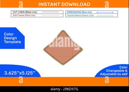 Contour Envelope die line template, 3D envelope design and Editable easily resizeable Colour Design Template Stock Vector