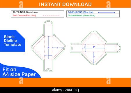 Creative food packaging box die line template design and 3D vector file Stock Vector