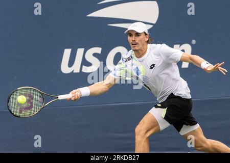 Patrick Kypson of USA returns ball during 2nd round match against ...