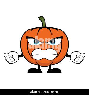 Angry Pumpkin Cartoon Character Stock Vector