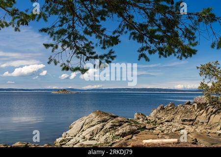 A scenic view from Pilkey Point on Thetis Island, Vancouver Island, British Columbia, Canada. Stock Photo