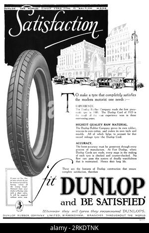 1923 British advertisement for the Dunlop Cord tyre. Stock Photo