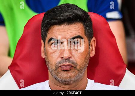 Lille, France. 24th Aug, 2023. Paulo Fonseca of Lille during the UEFA Europa Conference League match between Lille Olympique Sporting Club and HNK Rijeka played at Stade Pierre-Mauroy on August 24, 2023 in Lille, France. (Photo by Matthieu Mirville/PRESSINPHOTO) Credit: PRESSINPHOTO SPORTS AGENCY/Alamy Live News Stock Photo
