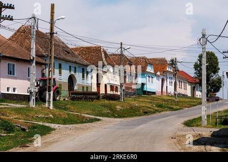 Farm houses of a  Saxon Village in Romania Stock Photo