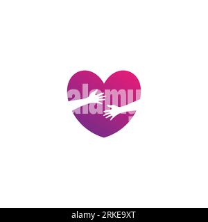 Heart Care Logo Design. Hand Heart Logo. Love Hand Logo Stock Vector