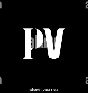 PV P V letter logo design. Initial letter PV uppercase monogram logo white color. PV logo, P V design. PV, P V Stock Vector