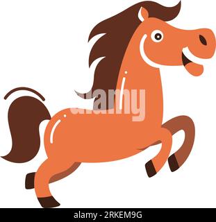 Hand Drawn farm horse in flat style isolated on background Stock Vector