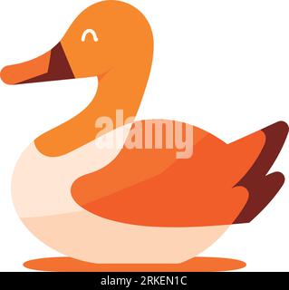 Hand Drawn farm duck in flat style isolated on background Stock Vector