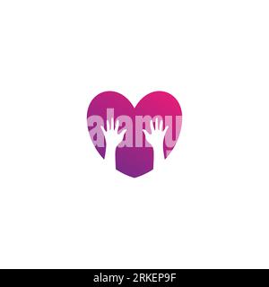 Embrace Heart Shape Logo design vector template. Love Hand Logo Stock Vector
