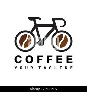Coffee Logo Template, Morning Ride Concept Using Bicycle and Coffee bean Icon Stock Vector
