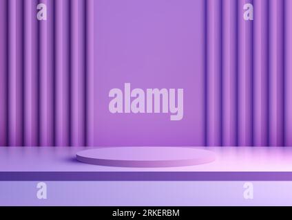 3D realistic purple podium stand is a modern and minimalist design. It is perfect for displaying products in a retail store, showroom, or exhibition. Stock Vector