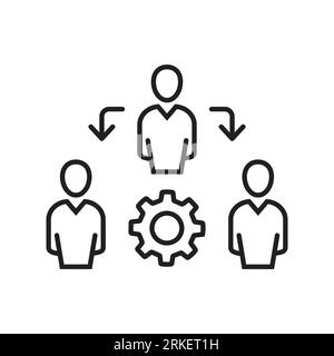 Coordinating people concept line icon. Simple element illustration. Coordinating people concept outline symbol design. Stock Vector