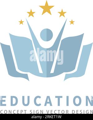 Education badge logo design. University high school emblem. Professional education sign. Library icon. Corporate identity. Vector illustration. Stock Vector