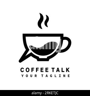 Coffee talk logo. Coffee chat simple line logo. Stock Vector
